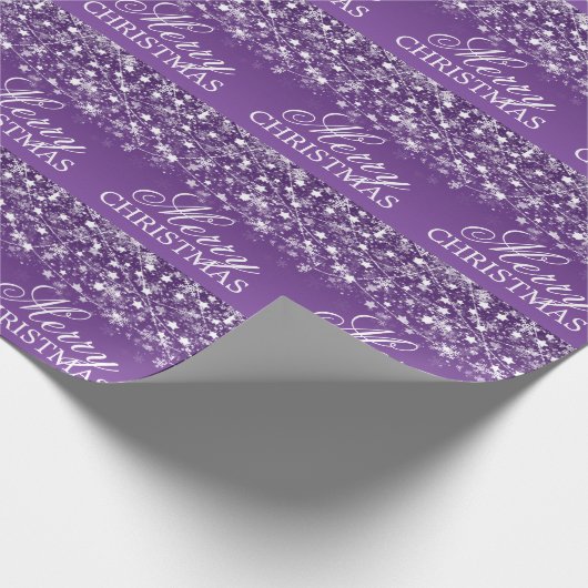 Merry Kerstfeestay String Lights Paars Cadeaupapier (Hoek)