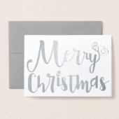 Merry Kerstfeestay Typography Silver Foil Folie Kaarten (Voorkant met envelop)