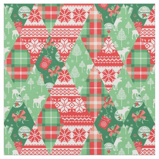 Merry Kerstfeestay Winter Pattern Stof (Close Up)