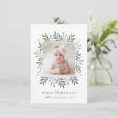 Merry kerstfeestelijke Greenery Foto Lijst Feestdagenkaart (Staand voorkant)