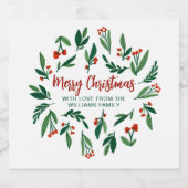 Merry kerstfeestelijke Holly Berry - Gepersonalise Sparkling Wijnetiket (Enkel label)