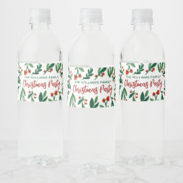 Merry kerstfeestelijke Holly Berry - Gepersonalise Waterfles Etiket