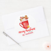 Merry Kerstfeestelijke Marshmelllow Cup Koekje Ronde Sticker (Envelop)