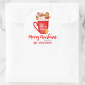 Merry Kerstfeestelijke Marshmelllow Cup Koekje Ronde Sticker (Tas)