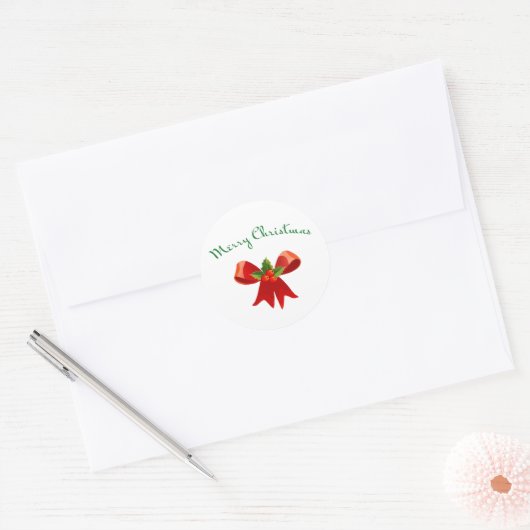 Merry kerstfeestjes roodrobow Round Sticker (Envelop)