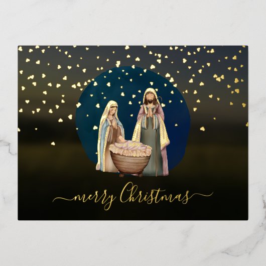 Merry-kerstfeestschildering Folie Feestdagen Briefkaart (Voorkant)