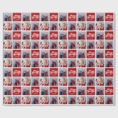 Merry kerstfinnen Simple Retro Typografie Foto Cadeaupapier (Vlak)