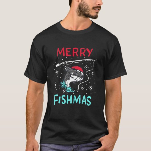 Merry KerstFishmas Funny Catfish Fisherman Xm T-shirt (Voorkant)