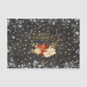 Merry KerstFloral Antlers Confetti Tissuepapier