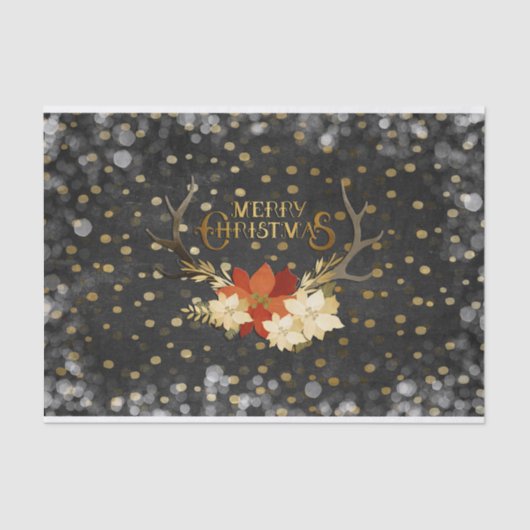 Merry KerstFloral Antlers Confetti Tissuepapier (Voorkant)