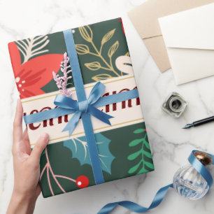 Merry KerstFloral Cadeaupapier