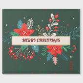 Merry KerstFloral Cadeaupapier (Vlak)