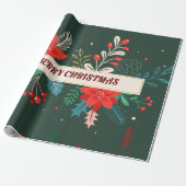 Merry KerstFloral Cadeaupapier (Uitgerold)
