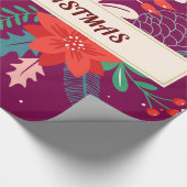 Merry KerstFloral Cadeaupapier (Hoek)