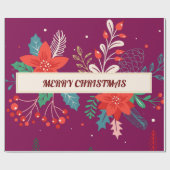 Merry KerstFloral Cadeaupapier (Vlak)