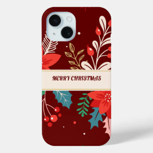 Merry KerstFloral iPhone 15 Case