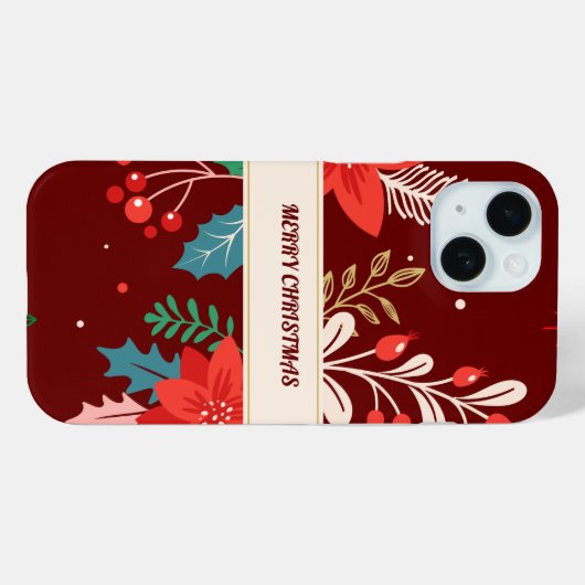 Merry KerstFloral Case-Mate iPhone Case (Achterkant (horizontaal))