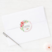 Merry KerstFloral Flowers Bouquet Ronde Sticker (Envelop)