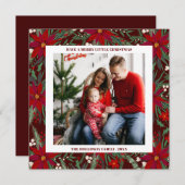 Merry Kerstfloral green foto, vierkant Aankondiging (Voorkant / Achterkant)