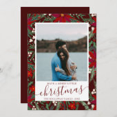 Merry Kerstfloral green koppel foto Aankondiging (Voorkant / Achterkant)