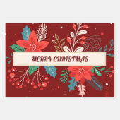 Merry KerstFloral Inpakpapier Vel (Voorkant 3)