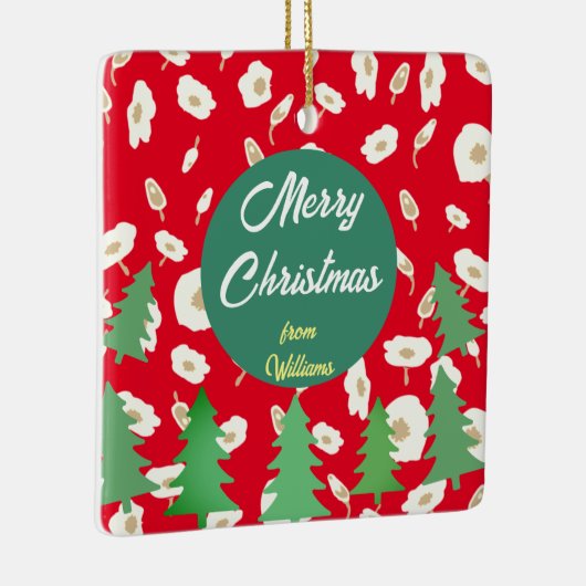 Merry KerstFloral Pine Tree Keramisch Ornament (Rechts)