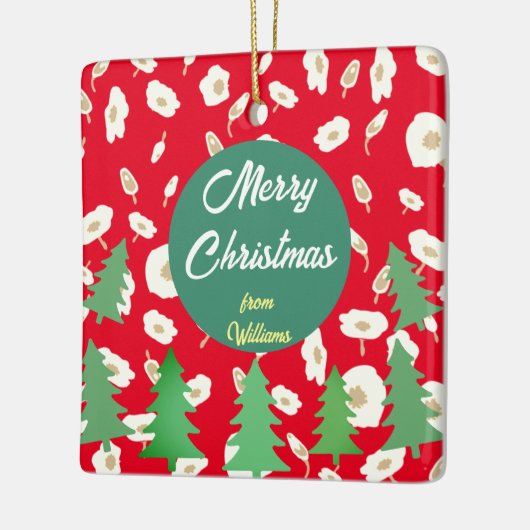 Merry KerstFloral Pine Tree Keramisch Ornament (Links)