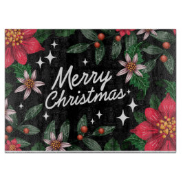 Merry KerstFloral Snijplank