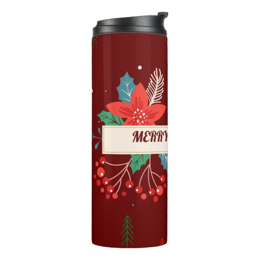 Merry KerstFloral Thermosbeker (Gedraaid links)