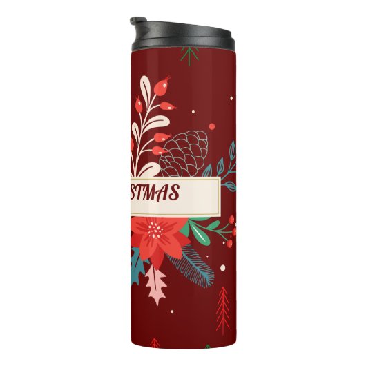 Merry KerstFloral Thermosbeker (Geroteerd rechts)