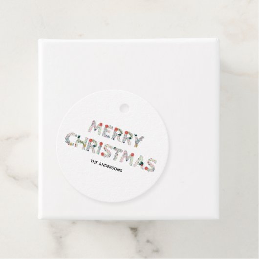 Merry KerstFloral Typografie Bedankjes Labels (In situ)