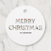 Merry KerstFloral Typografie Bedankjes Labels (Voorkant)