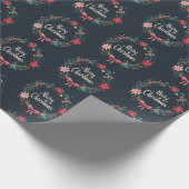Merry KerstFloral Wreath Cadeaupapier (Hoek)