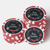 Merry KerstFloral Wreath Poker Chips (Opstapeling)
