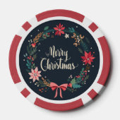 Merry KerstFloral Wreath Poker Chips (Achterkant)