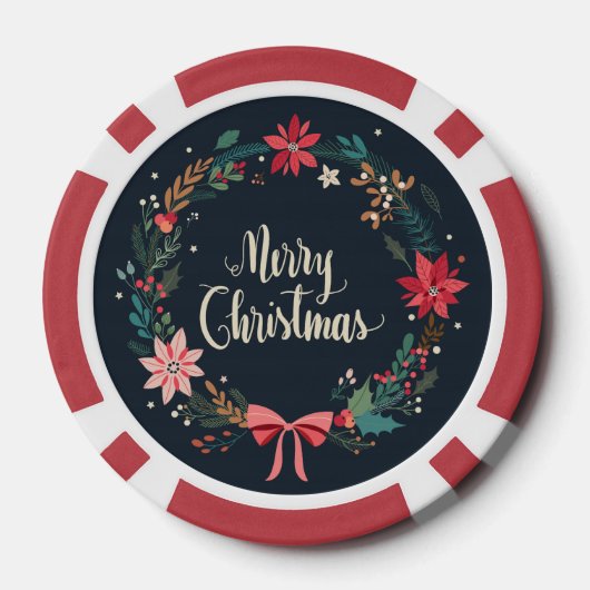 Merry KerstFloral Wreath Poker Chips (Achterkant)