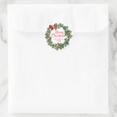 Merry KerstFloral Wreath Ronde Sticker (Tas)