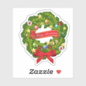 Merry KerstFloral Wreath Sticker (Vel)