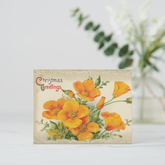 Merry kerstflower  kunst feestdagenkaart (Staand voorkant)