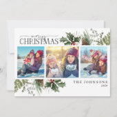 Merry KerstForest Berry Pinecone Foto Feestdagenkaart (Voorkant)
