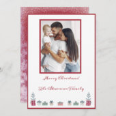 Merry kerstfoto, aangepast aan Red Modern Feestdagenkaart (Voorkant / Achterkant)