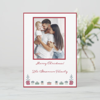 Merry kerstfoto, aangepast aan Red Modern Feestdagenkaart