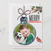 Merry kerstfoto Bauble Unieke stijl Feestdagenkaart (Voorkant)
