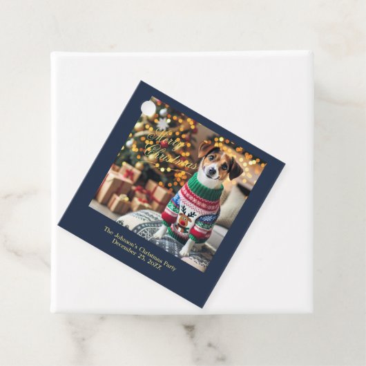 Merry kerstfoto bedankjes labels (In situ)