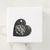 Merry kerstfoto Boho Chalkboard Snowflakes Bedankjes Labels (In situ)