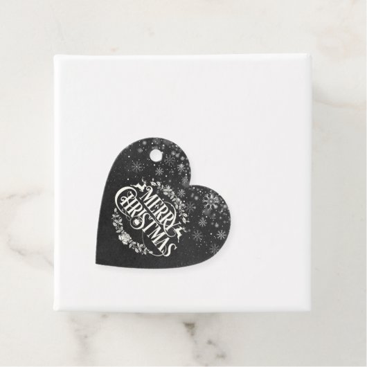 Merry kerstfoto Boho Chalkboard Snowflakes Bedankjes Labels (In situ)