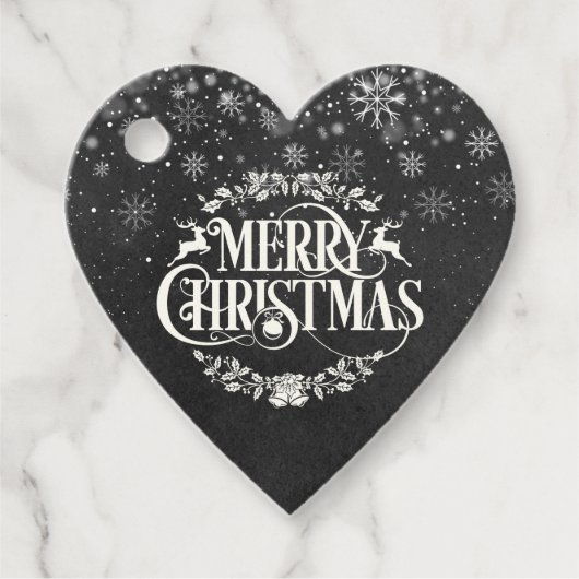 Merry kerstfoto Boho Chalkboard Snowflakes Bedankjes Labels (Voorkant)