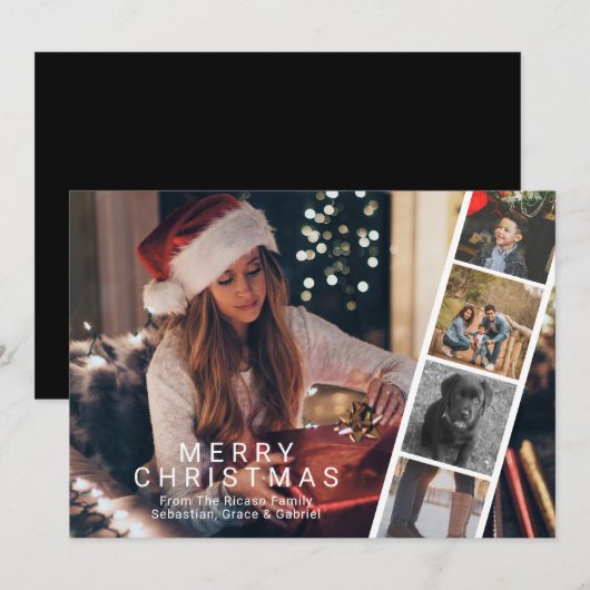 Merry kerstfoto Booth Modern Personalized Feestdagenkaart (Voorkant / Achterkant)