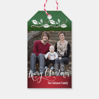 Merry kerstfoto cadeaulabel