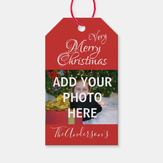 Merry kerstfoto cadeaulabel (Voorkant)